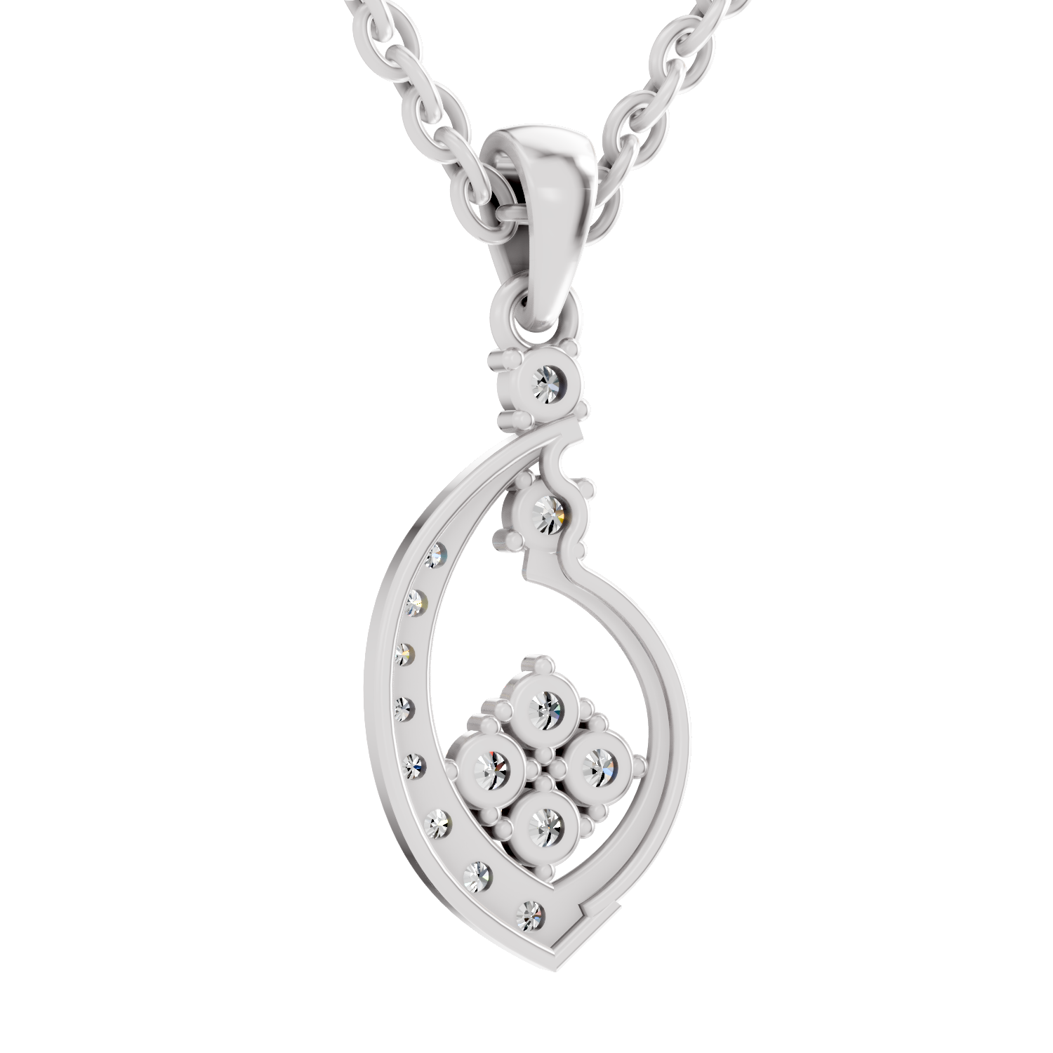 0.34 Carat Twisted Leaf Diamond Pendant | 14K White Gold