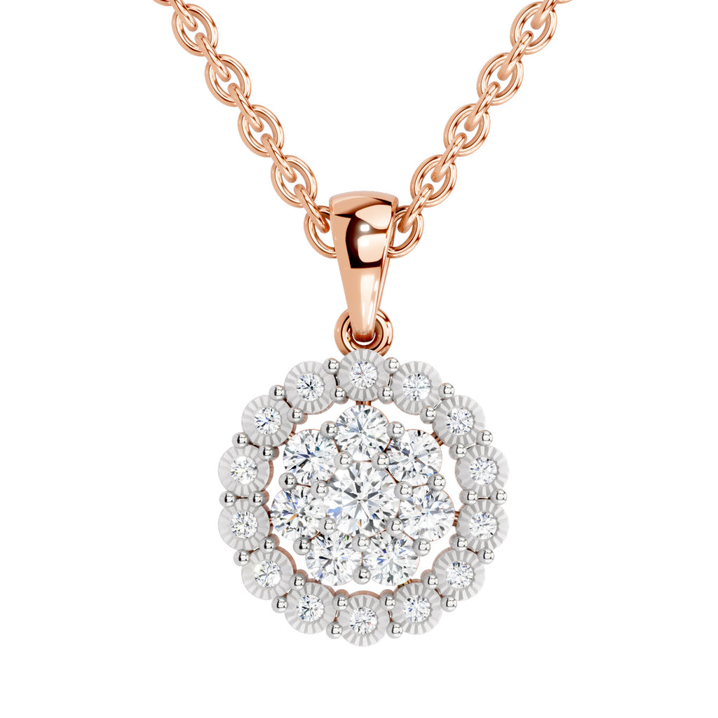 Lab Grown Diamond 0.58 Carat Halo Pendant for Women in 14K