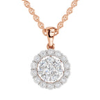 Lab Grown Diamond 0.58 Carat Halo Pendant for Women in 14K
