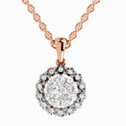 Lab Grown Diamond 0.58 Carat Round Halo Pendant for Women | 14K Rose Gold