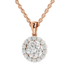 Lab Grown Diamond 0.58 Carat Halo Pendant for Women in 14K