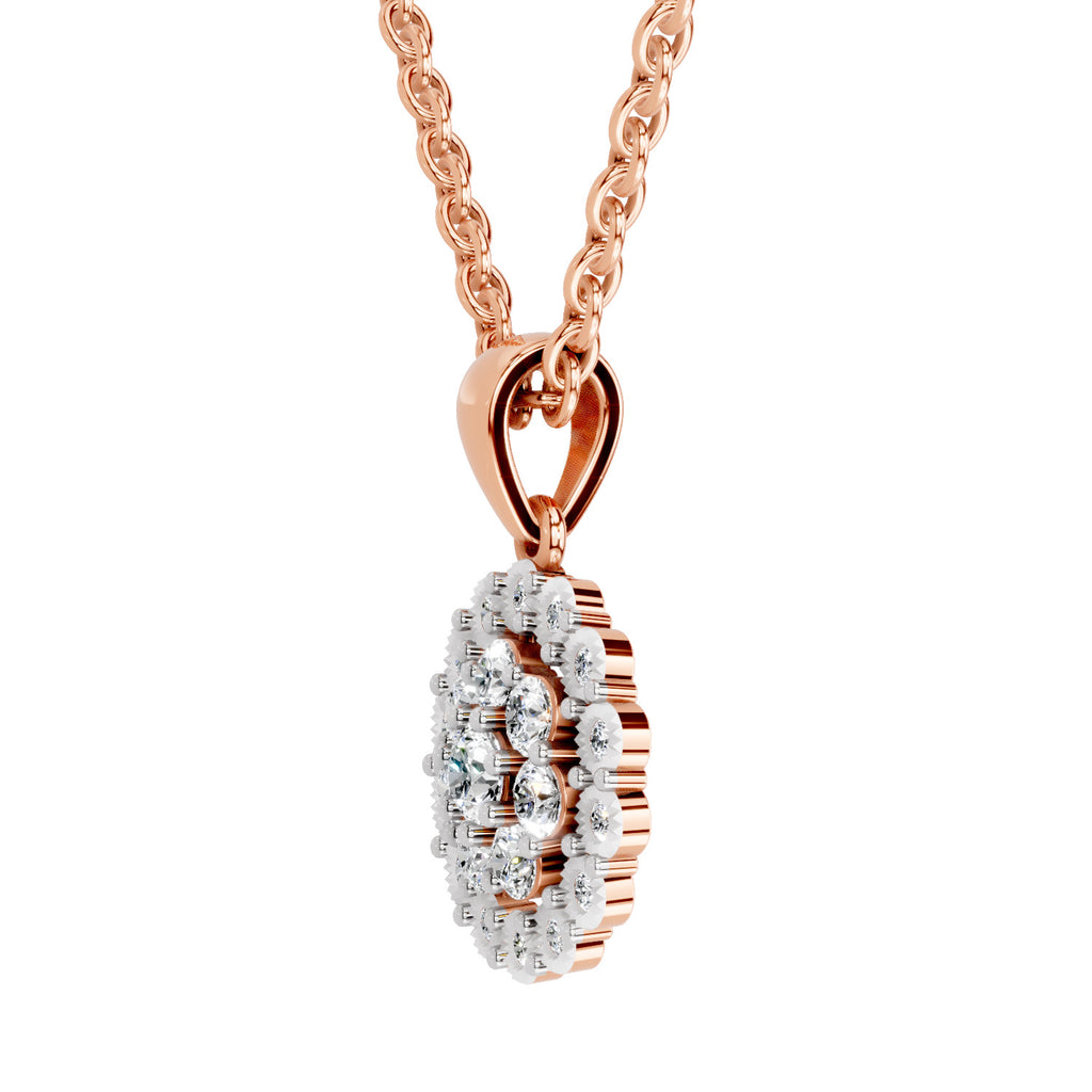 Lab Grown Diamond 0.58 Carat Halo Pendant for Women in 14K