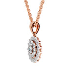 Lab Grown Diamond 0.58 Carat Halo Pendant for Women in 14K