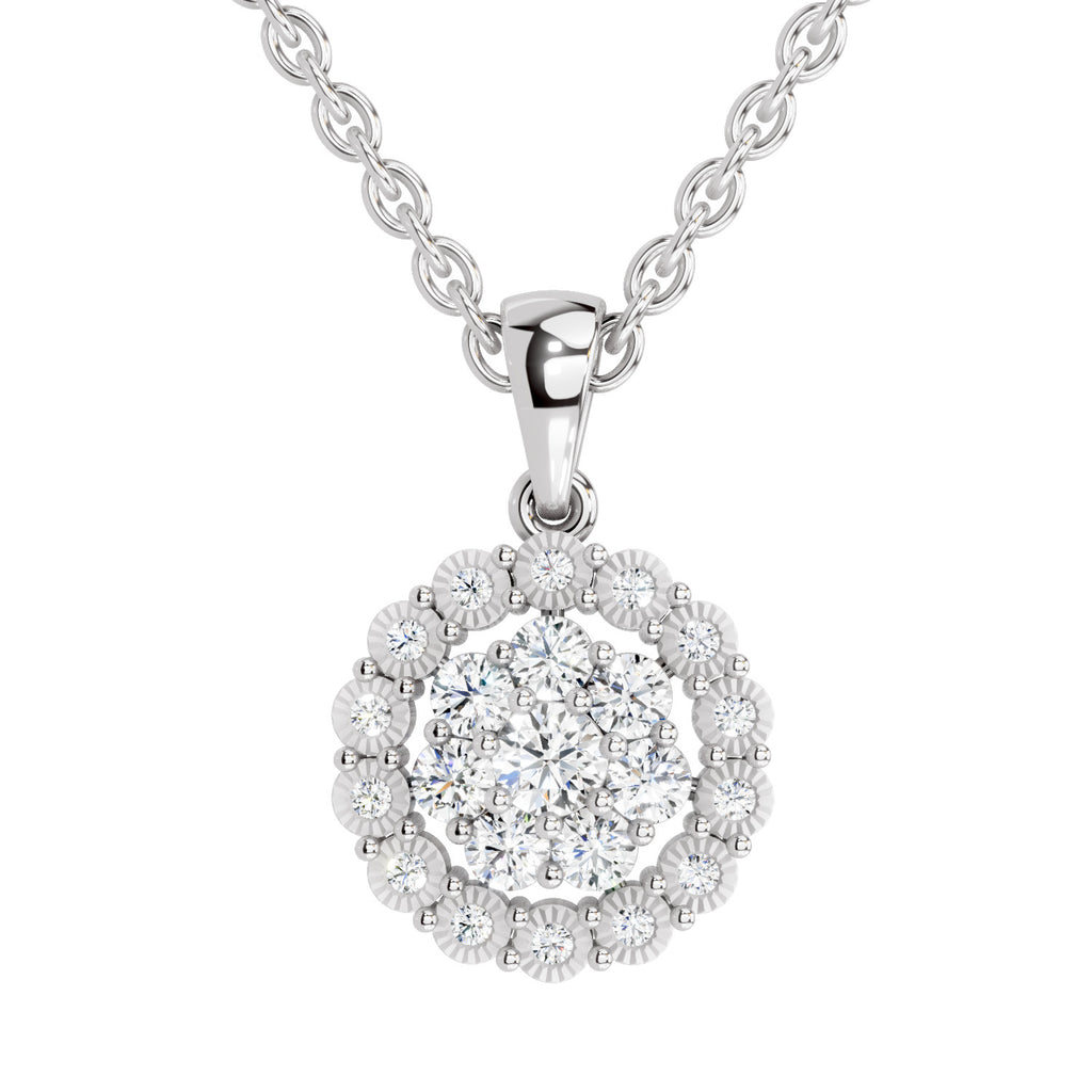 Lab Grown Diamond 0.58 Carat Halo Pendant for Women in 14K
