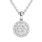 Lab Grown Diamond 0.58 Carat Halo Pendant for Women in 14K