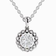 0.58 ct Round Halo Pendant | 14K White Gold