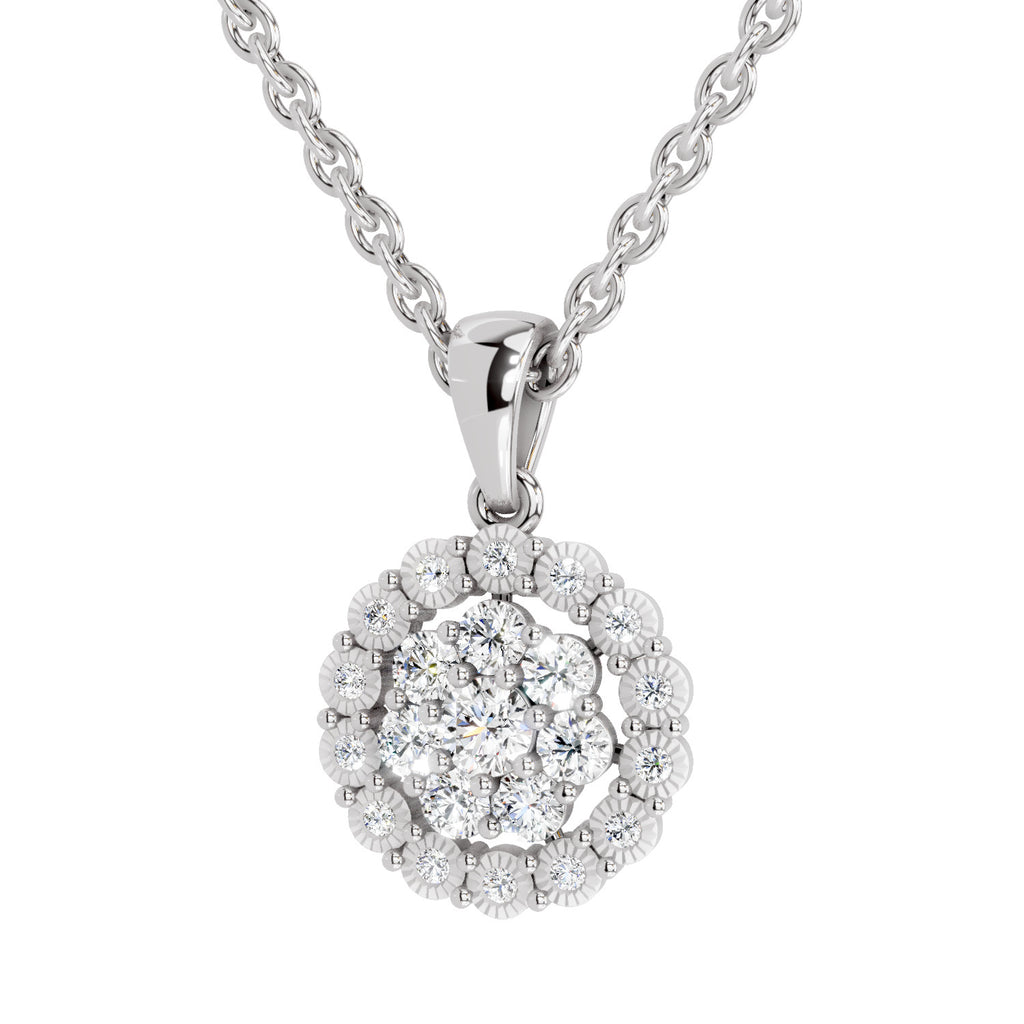 Lab Grown Diamond 0.58 Carat Halo Pendant for Women in 14K