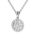 Lab Grown Diamond 0.58 Carat Halo Pendant for Women in 14K