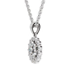Lab Grown Diamond 0.58 Carat Halo Pendant for Women in 14K