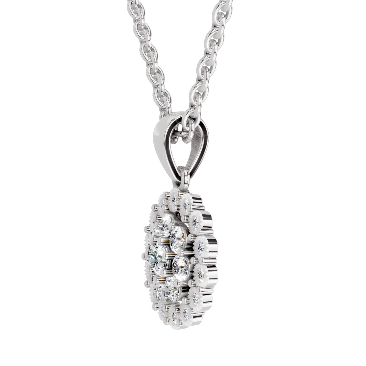 Lab Grown Diamond 0.58 Carat Halo Pendant for Women in 14K