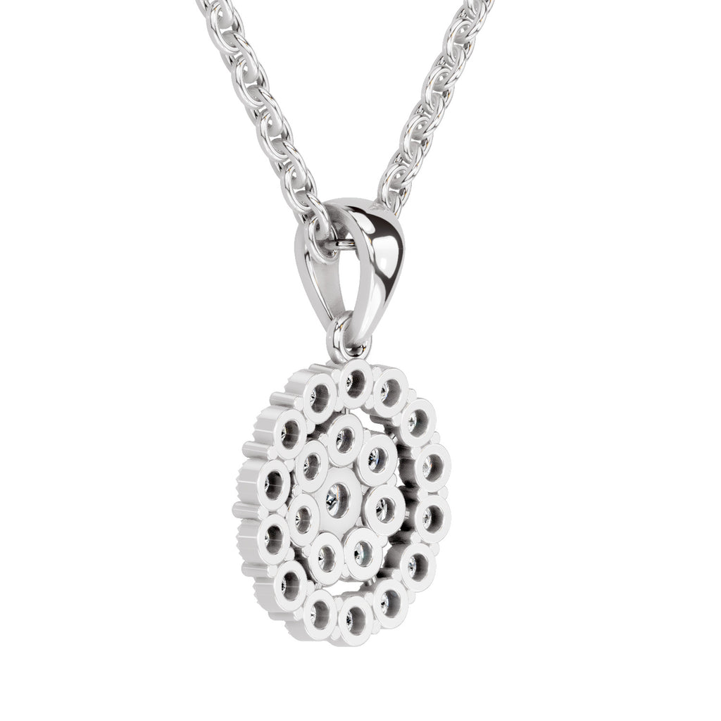 Lab Grown Diamond 0.58 Carat Halo Pendant for Women in 14K
