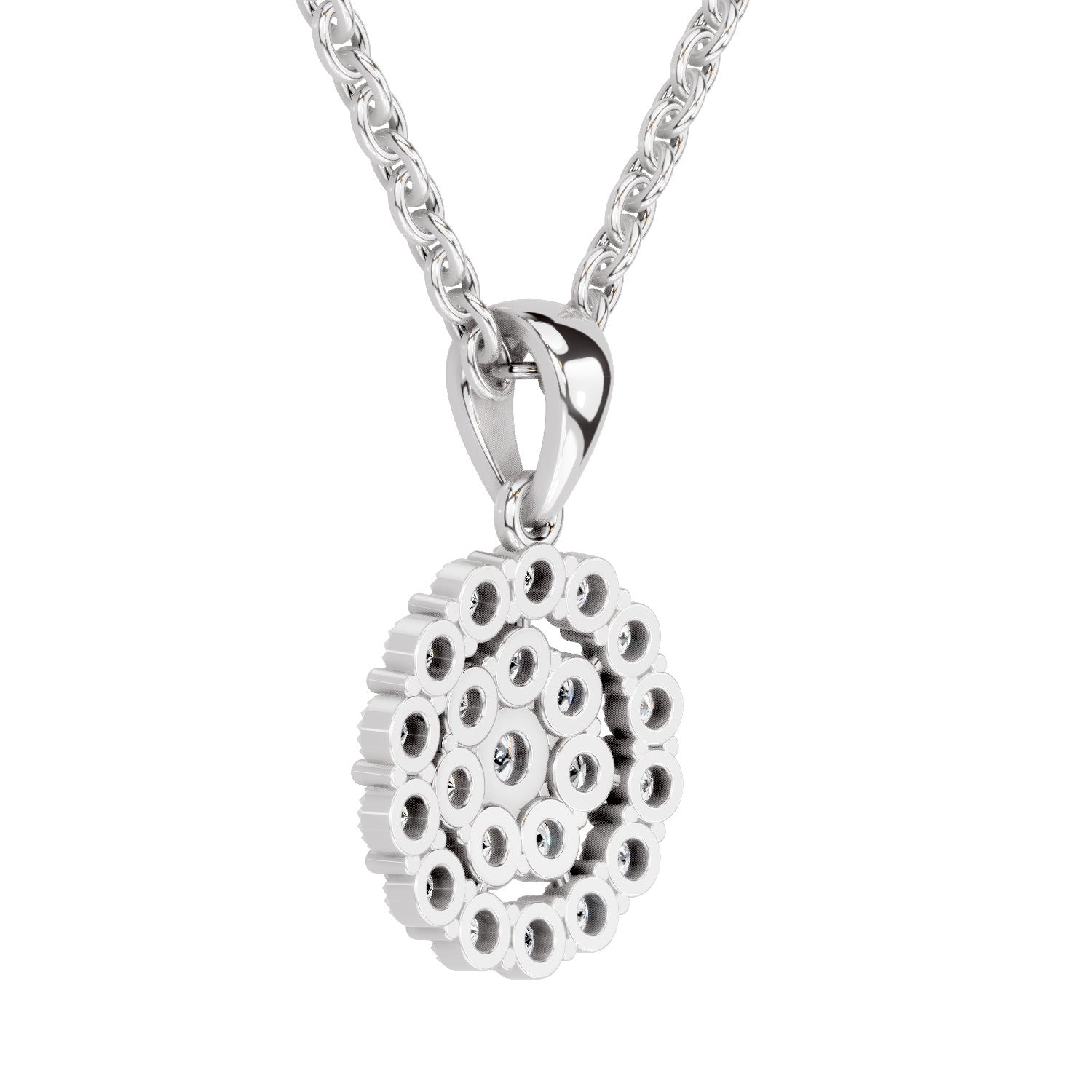 Lab Grown Diamond 0.58 Carat Halo Pendant for Women in 14K
