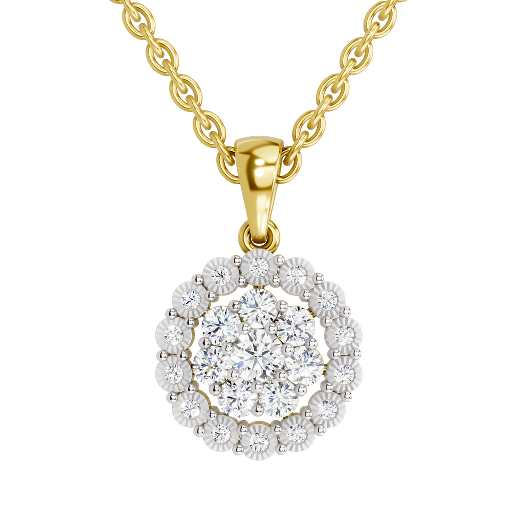Lab Grown Diamond 0.58 Carat Halo Pendant for Women in 14K