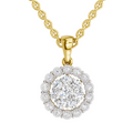 Lab Grown Diamond 0.58 Carat Halo Pendant for Women in 14K