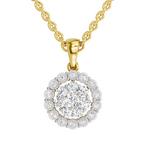 Lab Grown Diamond 0.58 Carat Halo Pendant for Women in 14K