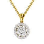 Lab Grown Diamond 0.58 Carat Halo Pendant for Women in 14K