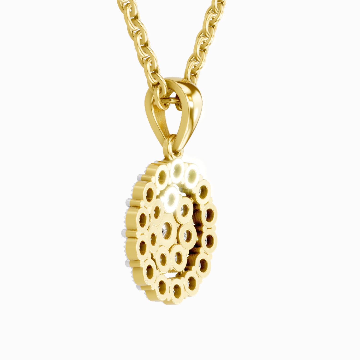 Lab Grown Diamond 0.58 Carat Halo Pendant for Women in 14K