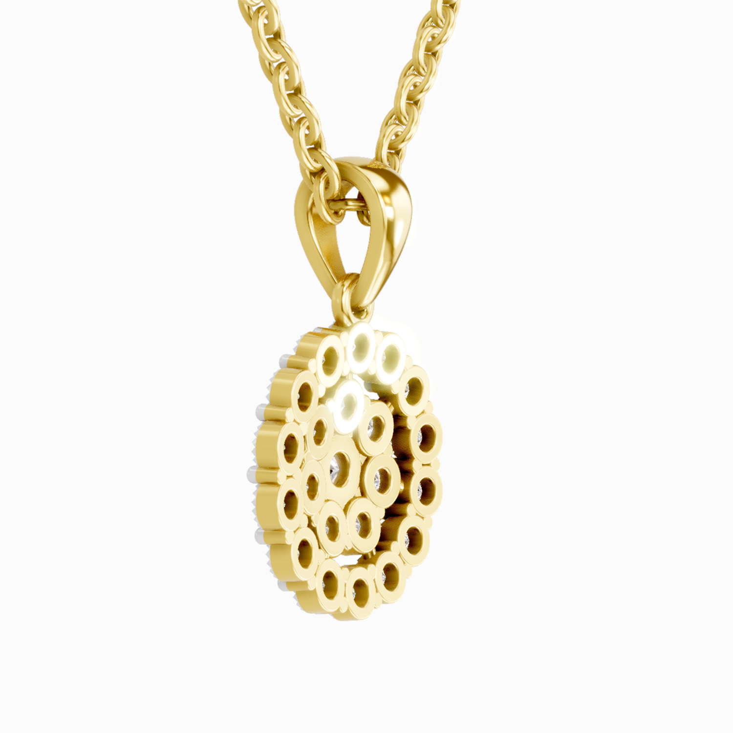 0.58 ct Round Halo Pendant | 14K Yellow Gold