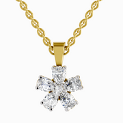 Lab Grown Diamond 1.26 Carat Flower Pendant for Women | 14K Yellow Gold