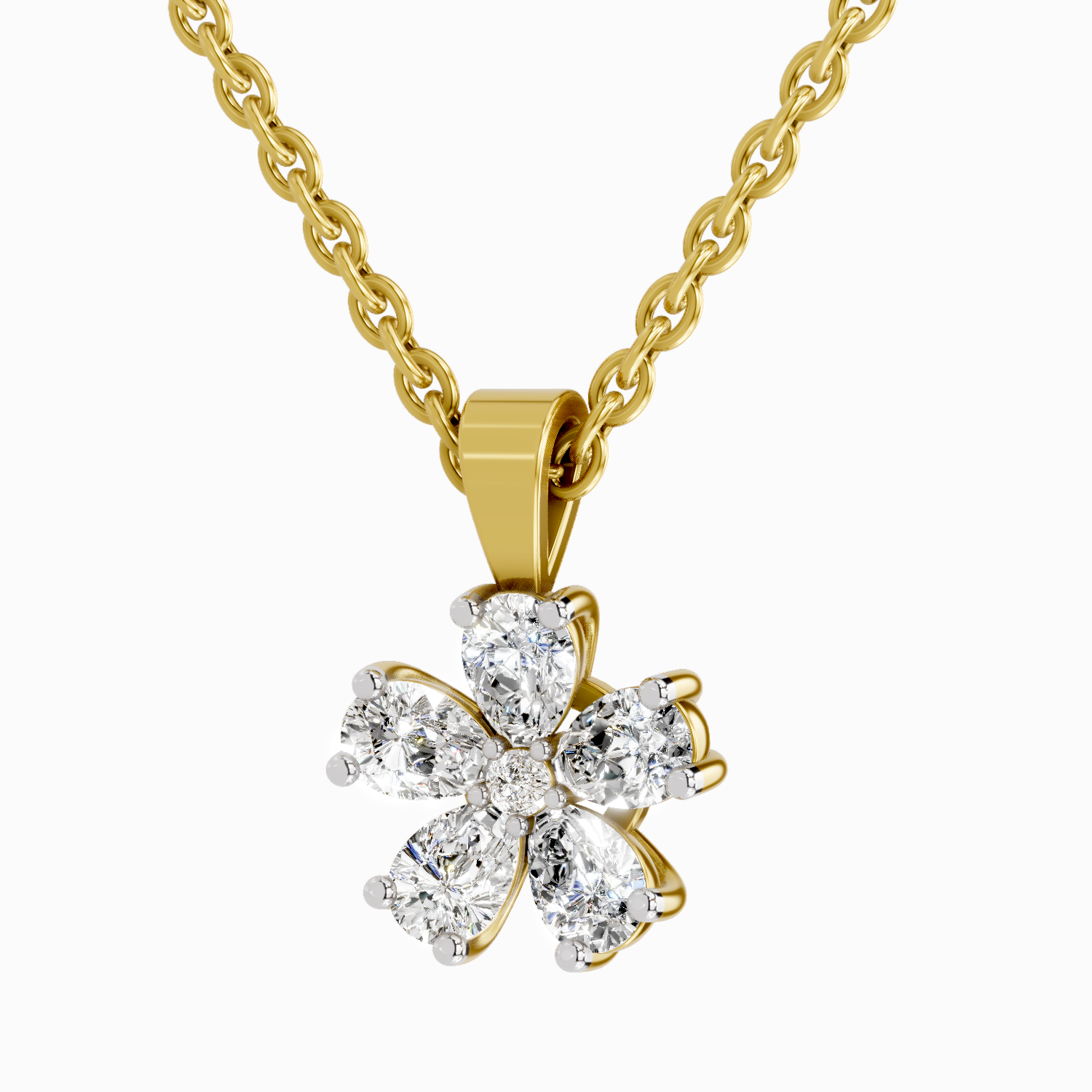Lab Grown Diamond 1.26 Carat Flower Pendant for Women | 14K Yellow Gold