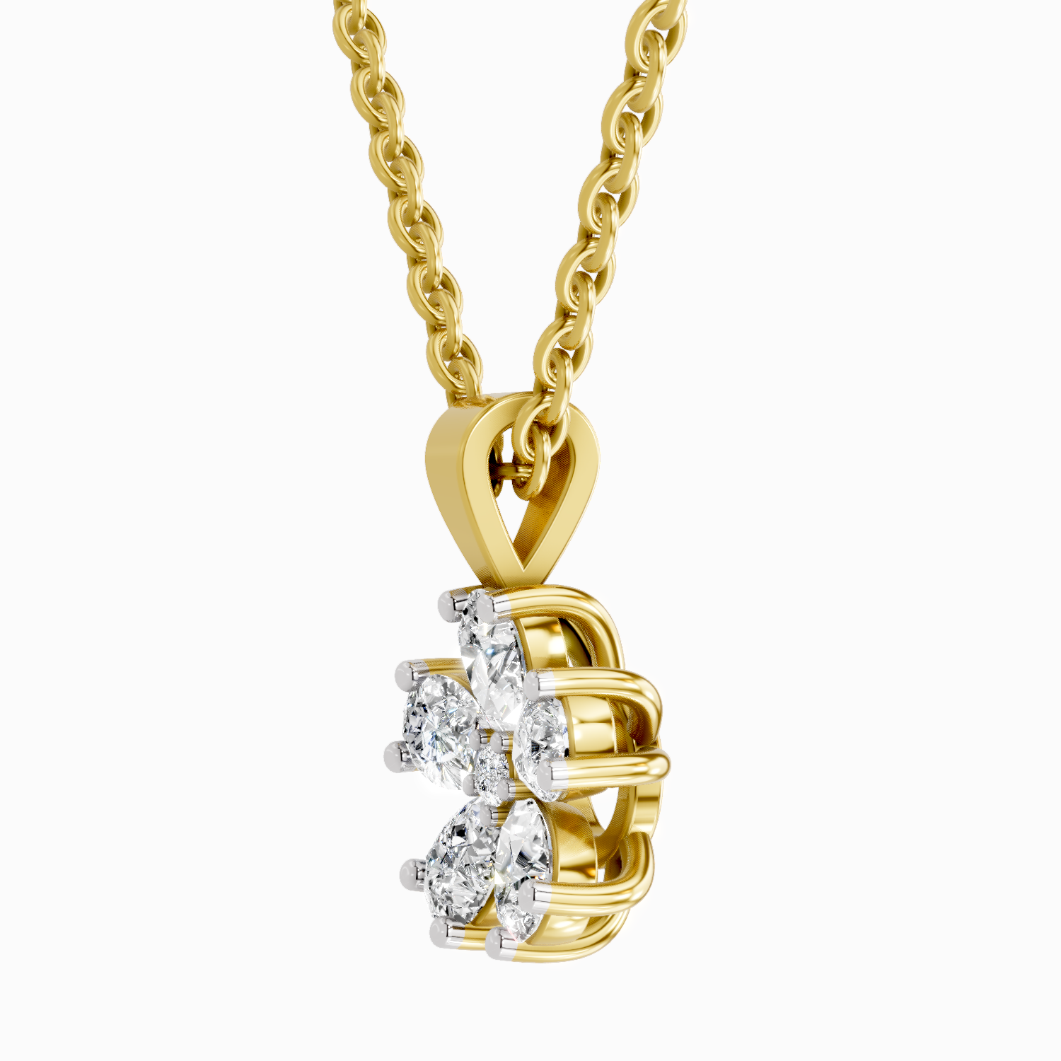 Lab Grown Diamond 1.26 Carat Flower Pendant for Women | 14K Yellow Gold