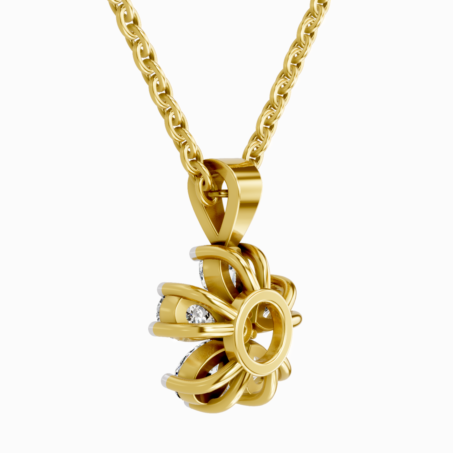 Lab Grown Diamond 1.26 Carat Flower Pendant for Women | 14K Yellow Gold