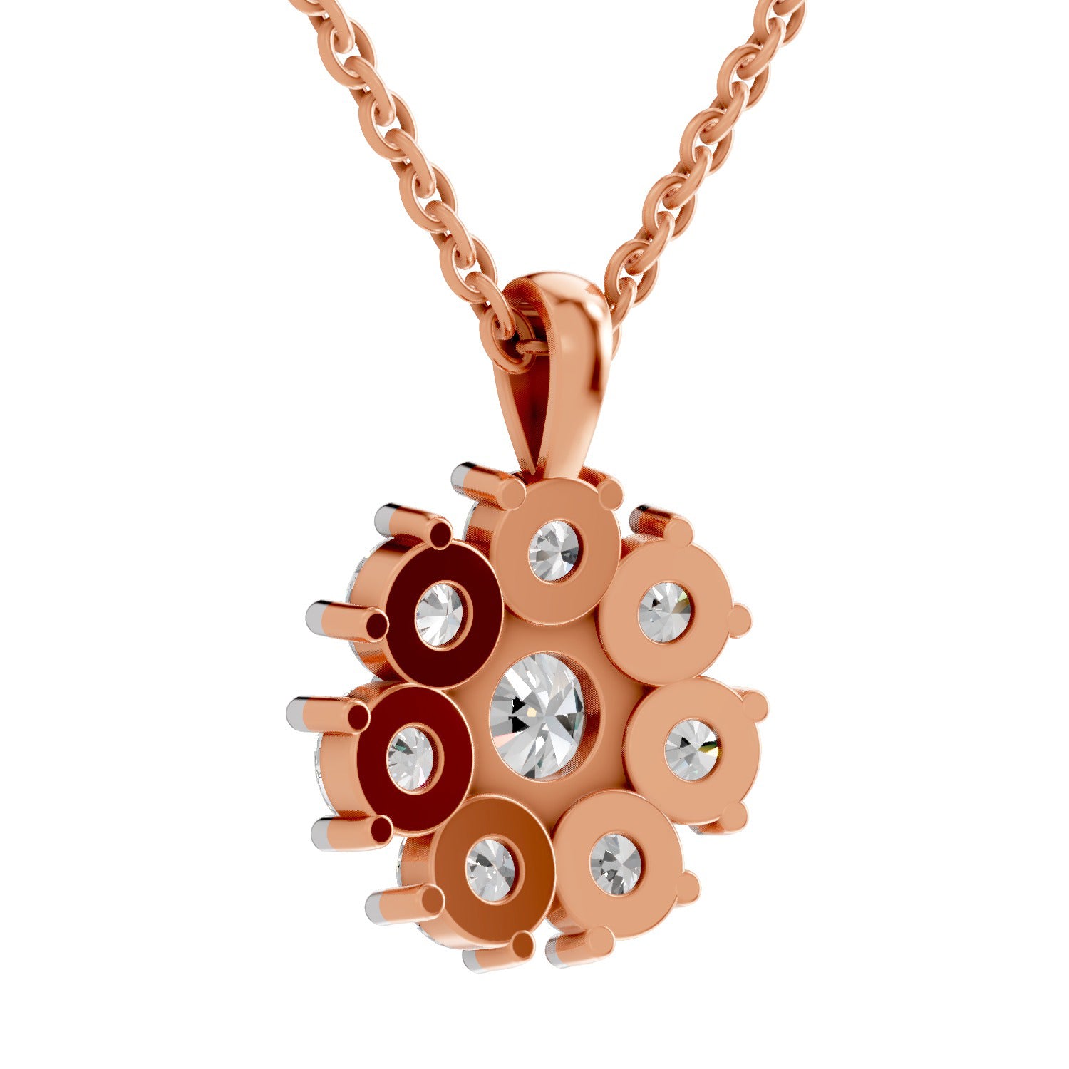 3.24 Ct Round Shape Floral Diamond Pendant  | 14K Rose Gold