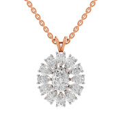3.04 Ct Oval & Pear Shape Floral Cluster Diamond Pendant  | 14K Rose Gold