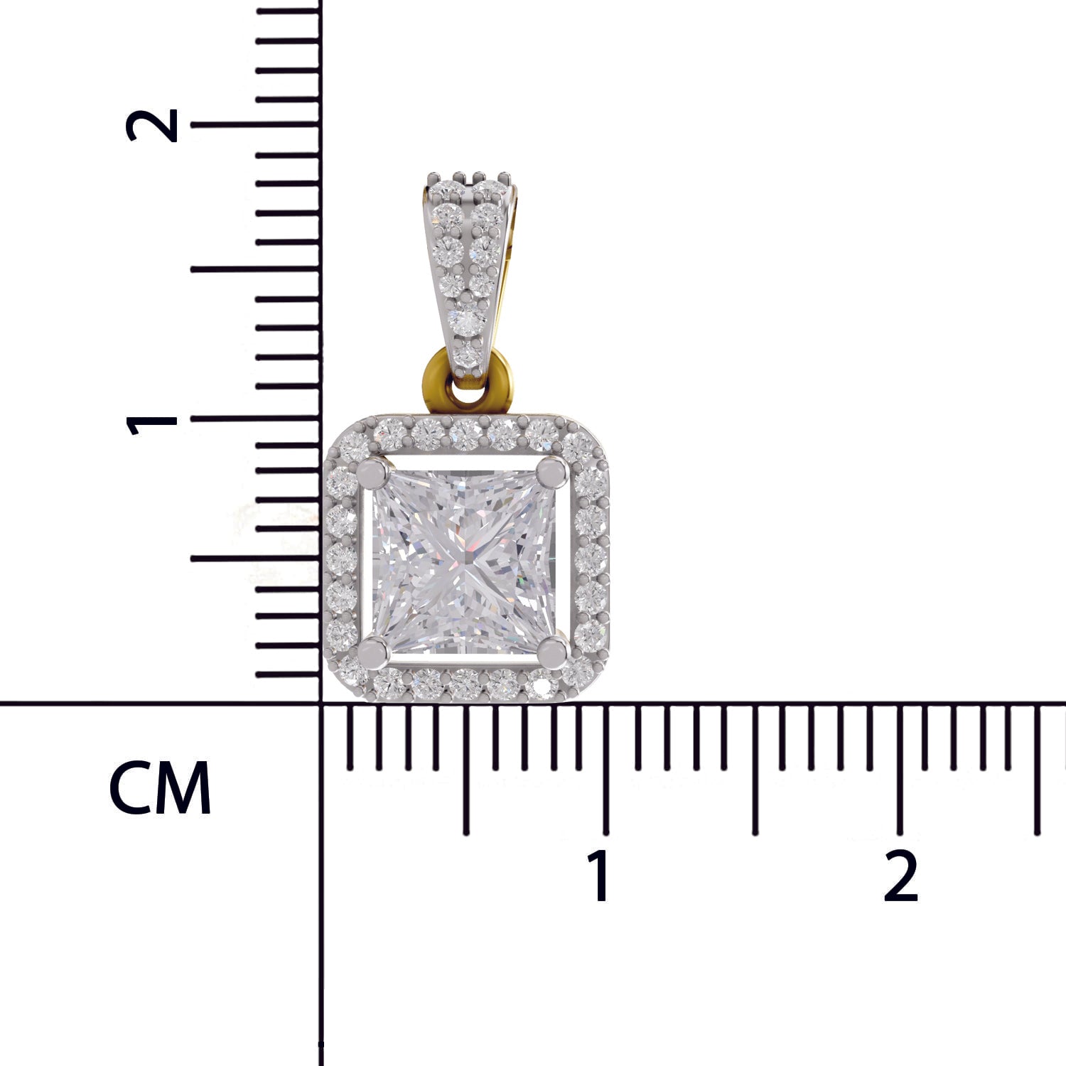 1.27 Ct Princess Shape Halo Diamond Pendant | 14K Yellow Gold