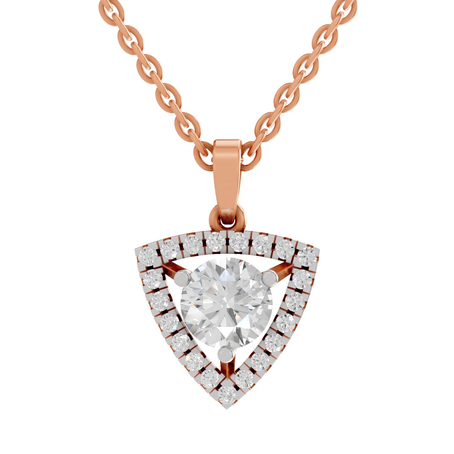 1.29 Ct Round Shape Halo Diamond Pendant  | 14K Rose Gold