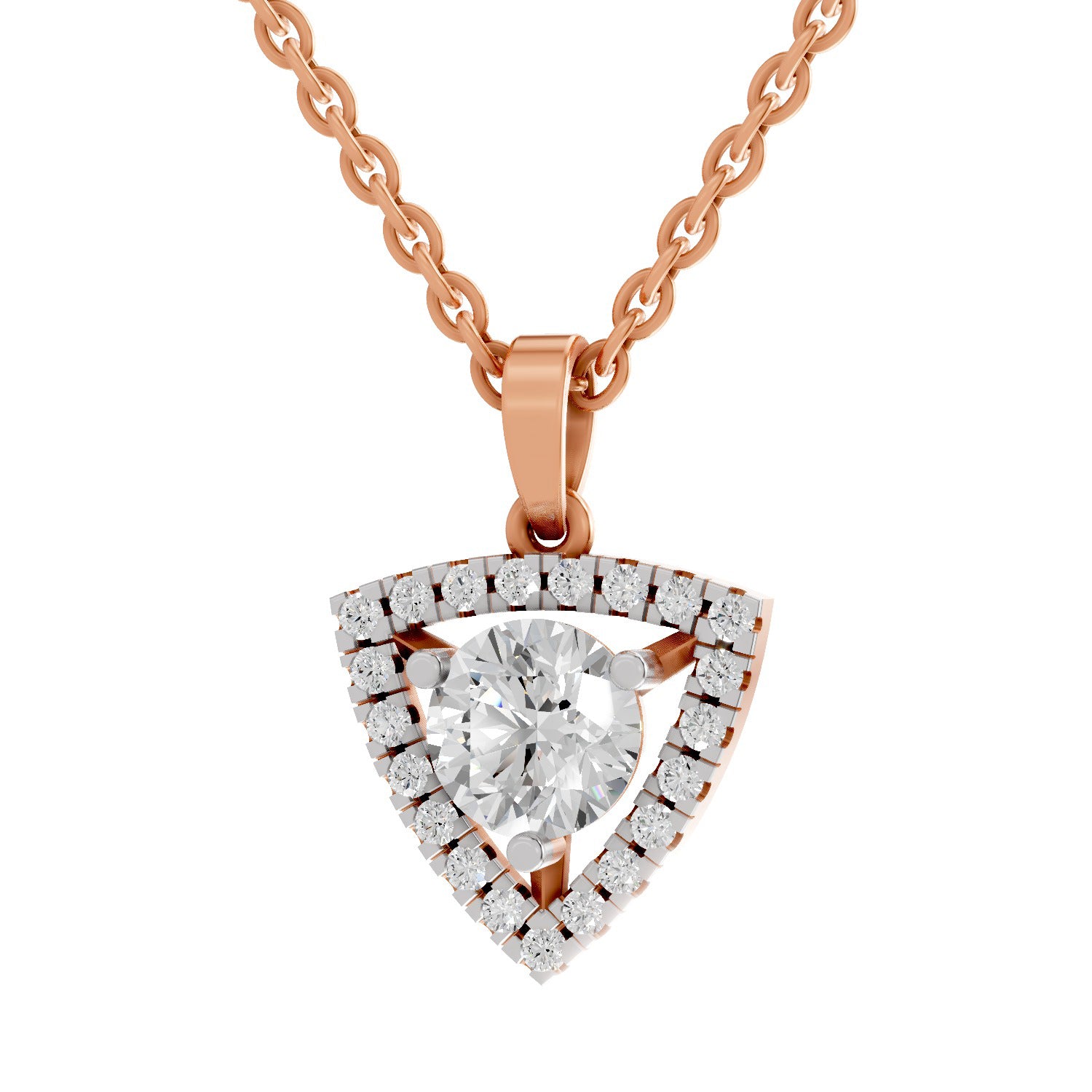 1.29 Ct Round Shape Halo Diamond Pendant  | 14K Rose Gold