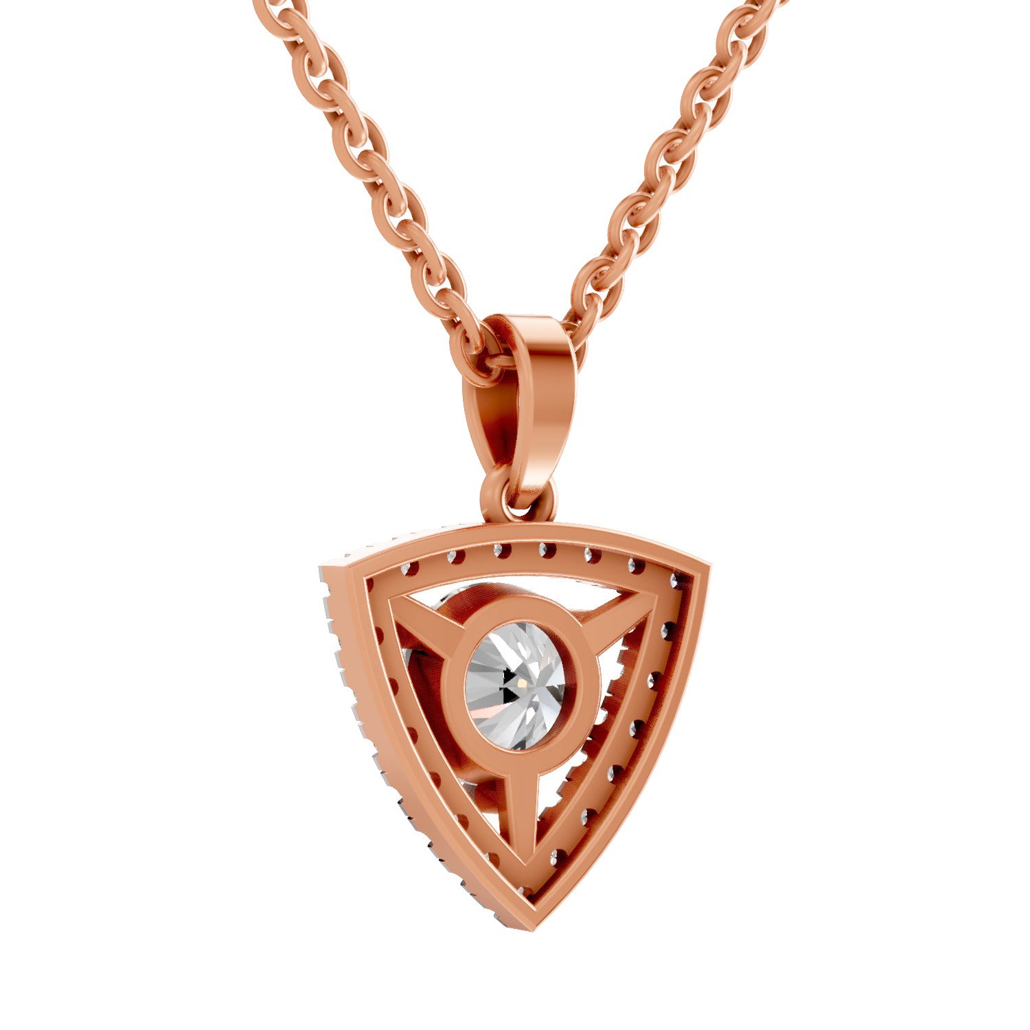 1.29 Ct Round Shape Halo Diamond Pendant  | 14K Rose Gold