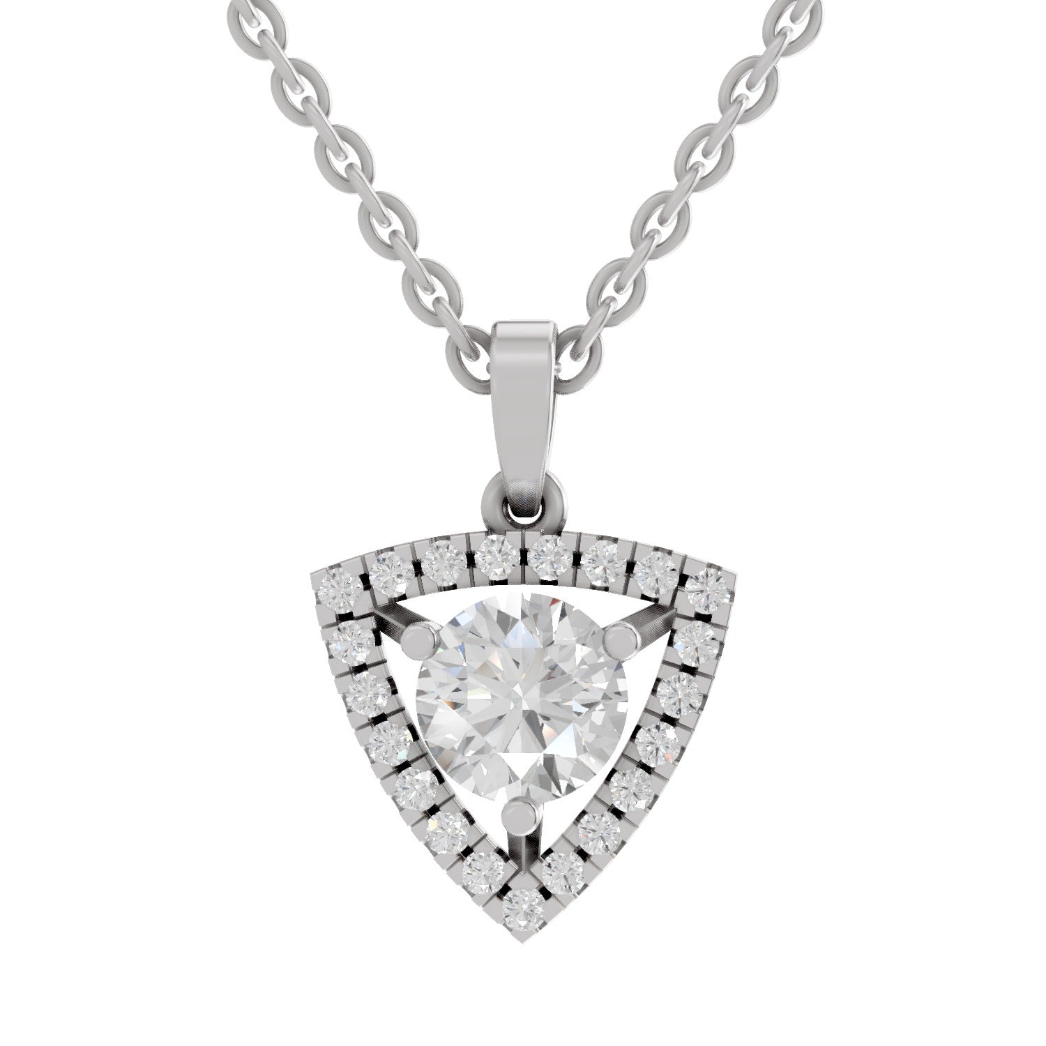 1.29 Ct Round Shape Halo Diamond Pendant  | 14K White Gold