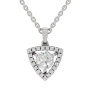 1.29 Ct Round Shape Halo Diamond Pendant  | 14K White Gold