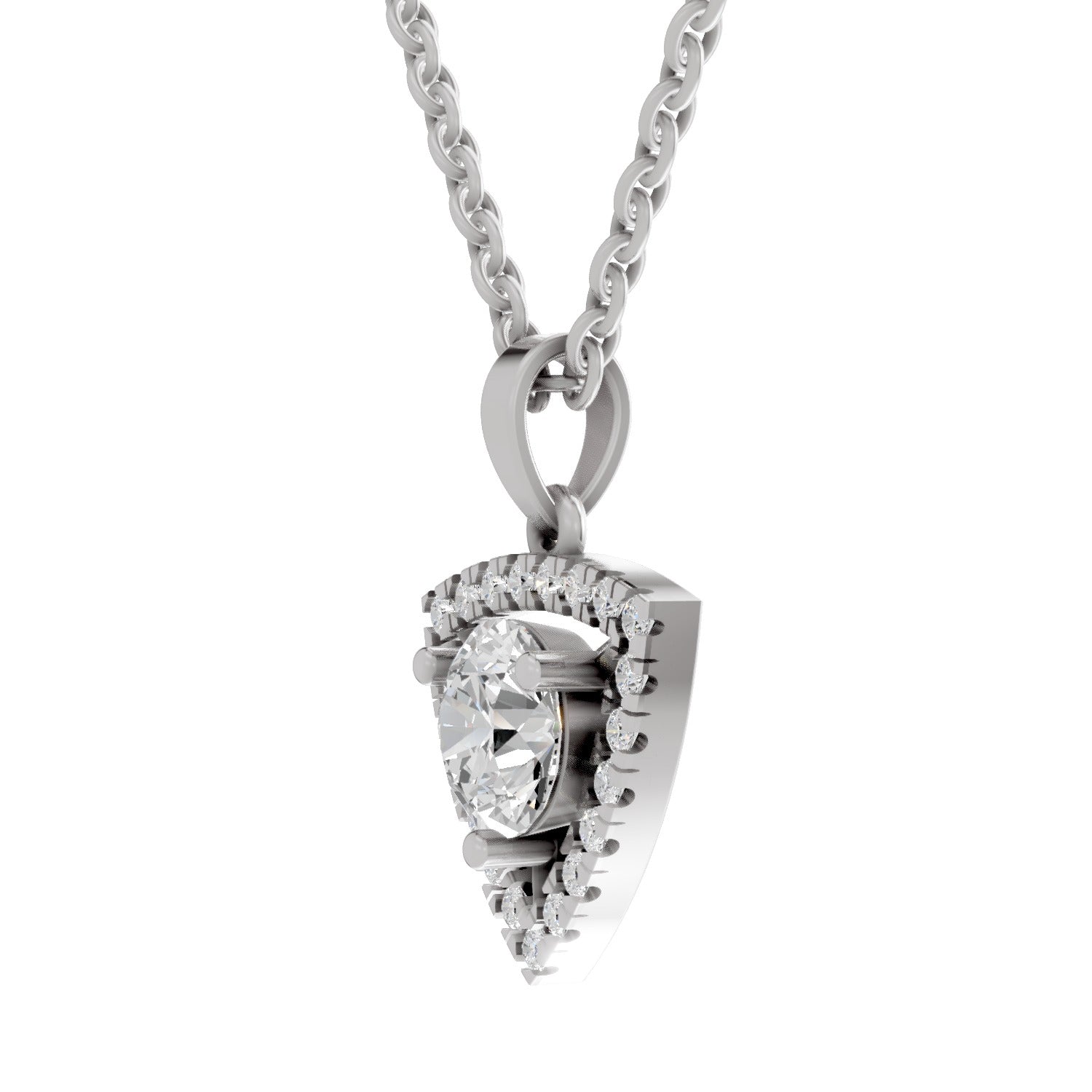 1.29 Ct Round Shape Halo Diamond Pendant  | 14K White Gold