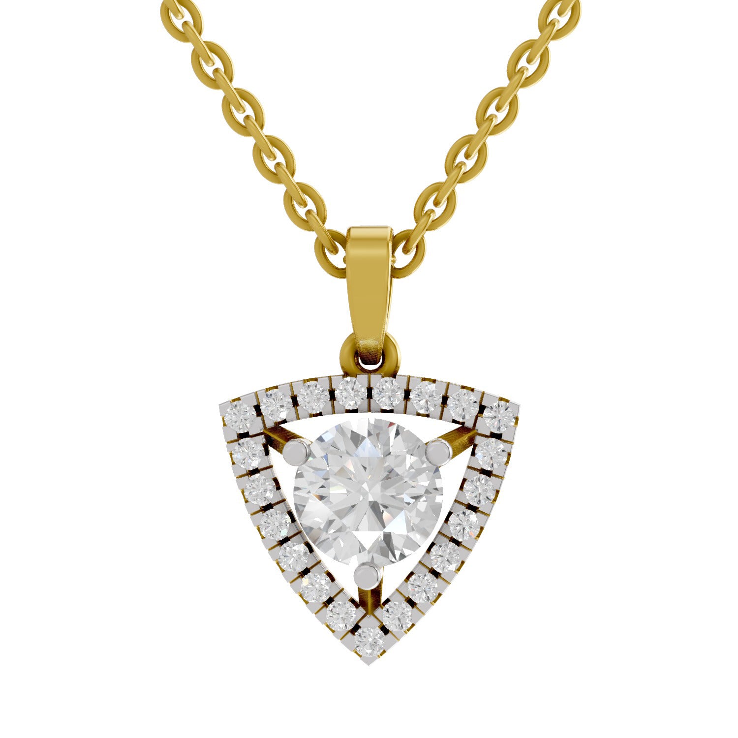 1.29 Ct Round Shape Halo Diamond Pendant  | 14K Yellow Gold