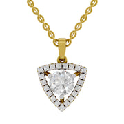 1.29 Ct Round Shape Halo Diamond Pendant  | 14K Yellow Gold