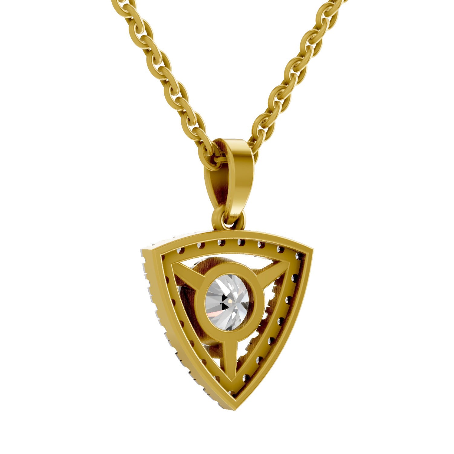 1.29 Ct Round Shape Halo Diamond Pendant  | 14K Yellow Gold