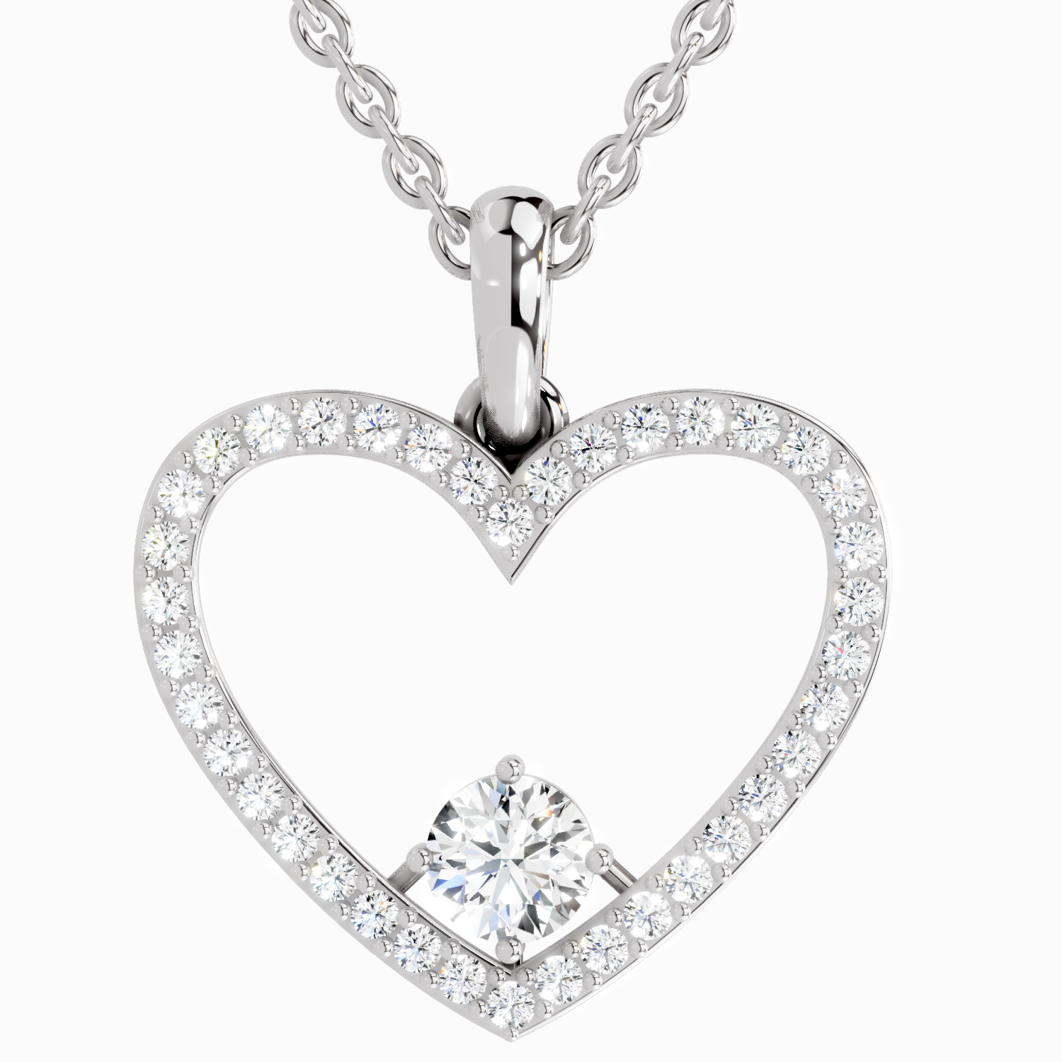 Lab Grown Diamond 0.92 Carat Heart Shape Pendant for Women in 14K