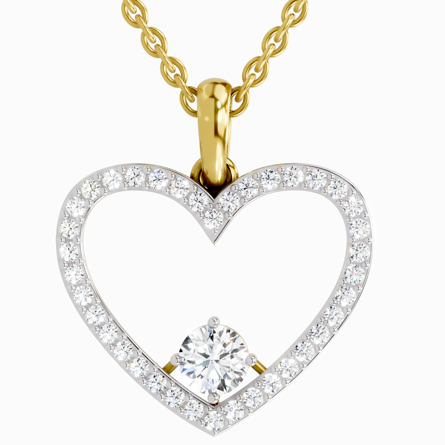 Lab Grown Diamond 0.92 Carat Heart Shape Pendant for Women | 14K Yellow Gold