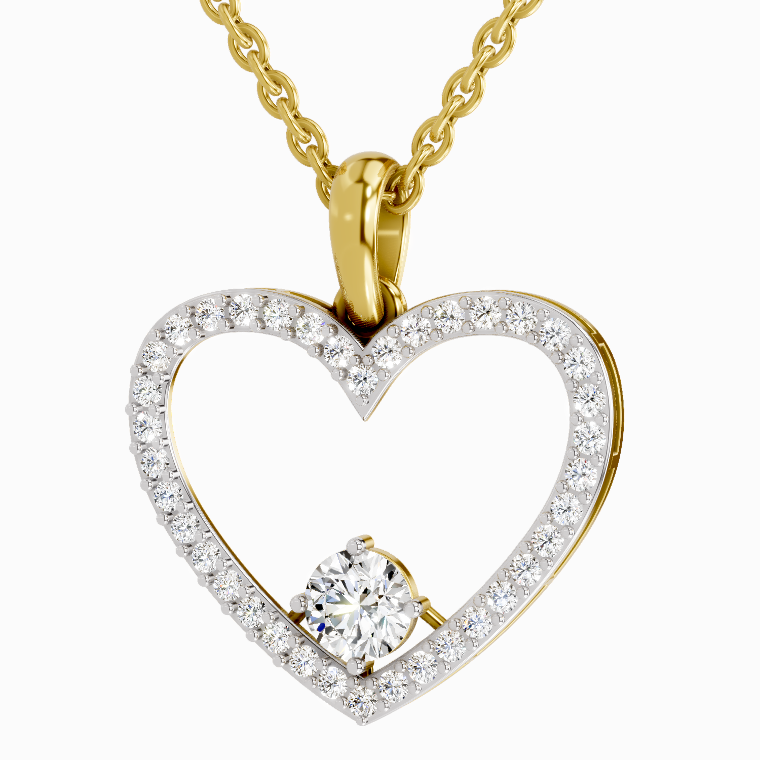 Lab Grown Diamond 0.92 Carat Heart Shape Pendant for Women | 14K Yellow Gold