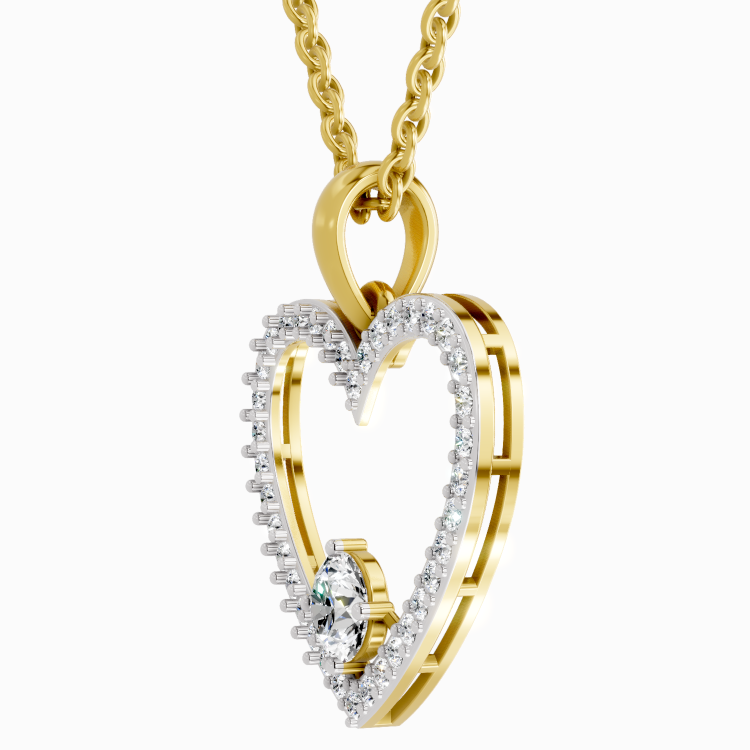 Lab Grown Diamond 0.92 Carat Heart Shape Pendant for Women | 14K Yellow Gold