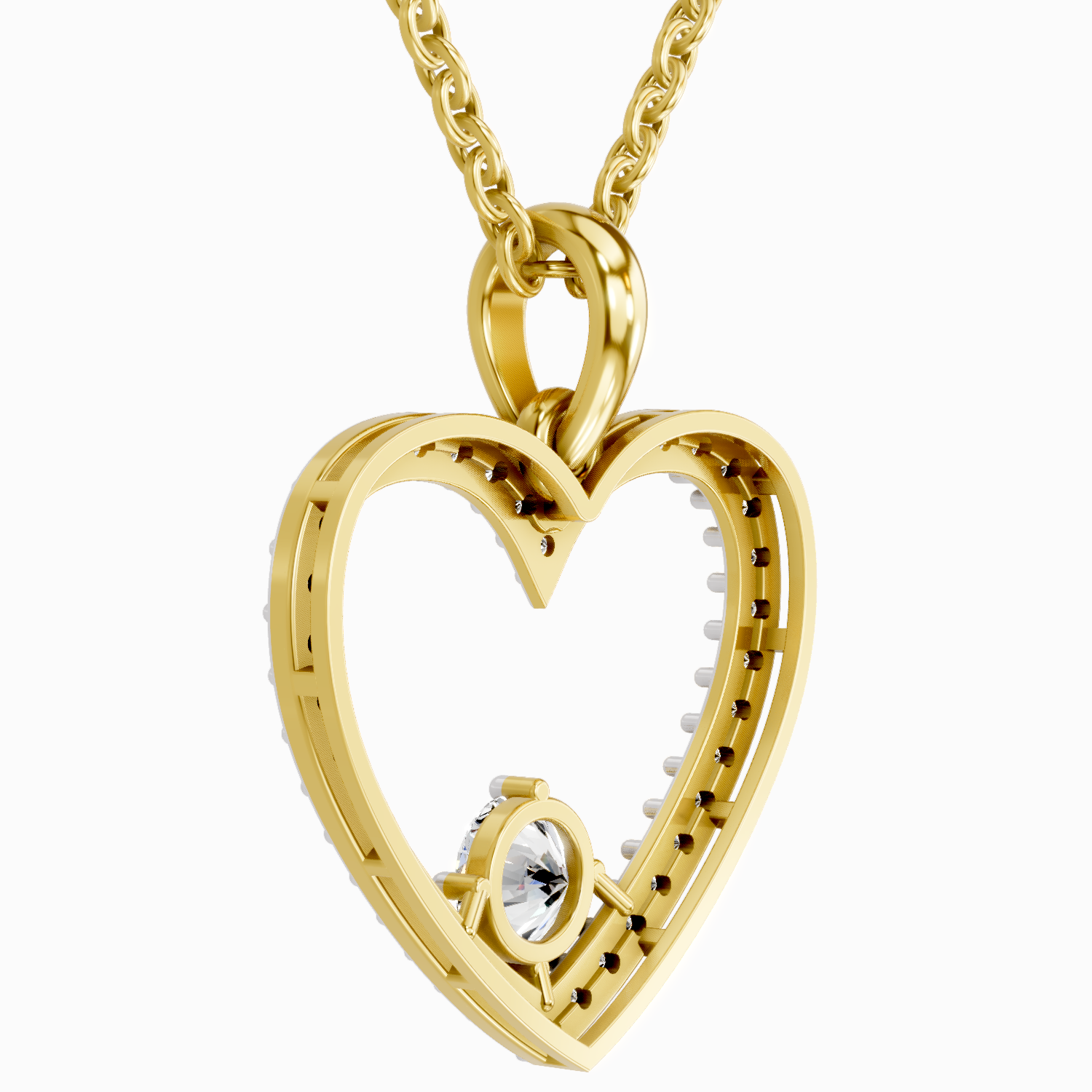 Lab Grown Diamond 0.92 Carat Heart Shape Pendant for Women | 14K Yellow Gold