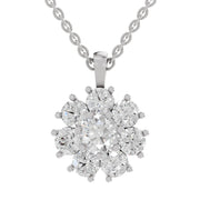 3.24 Ct Round Shape Floral Diamond Pendant  | 14K White Gold