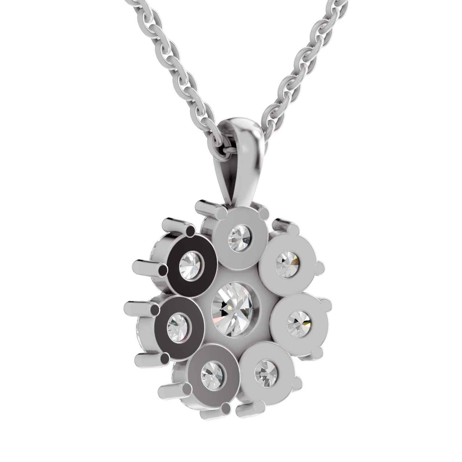 3.24 Ct Round Shape Floral Diamond Pendant  | 14K White Gold