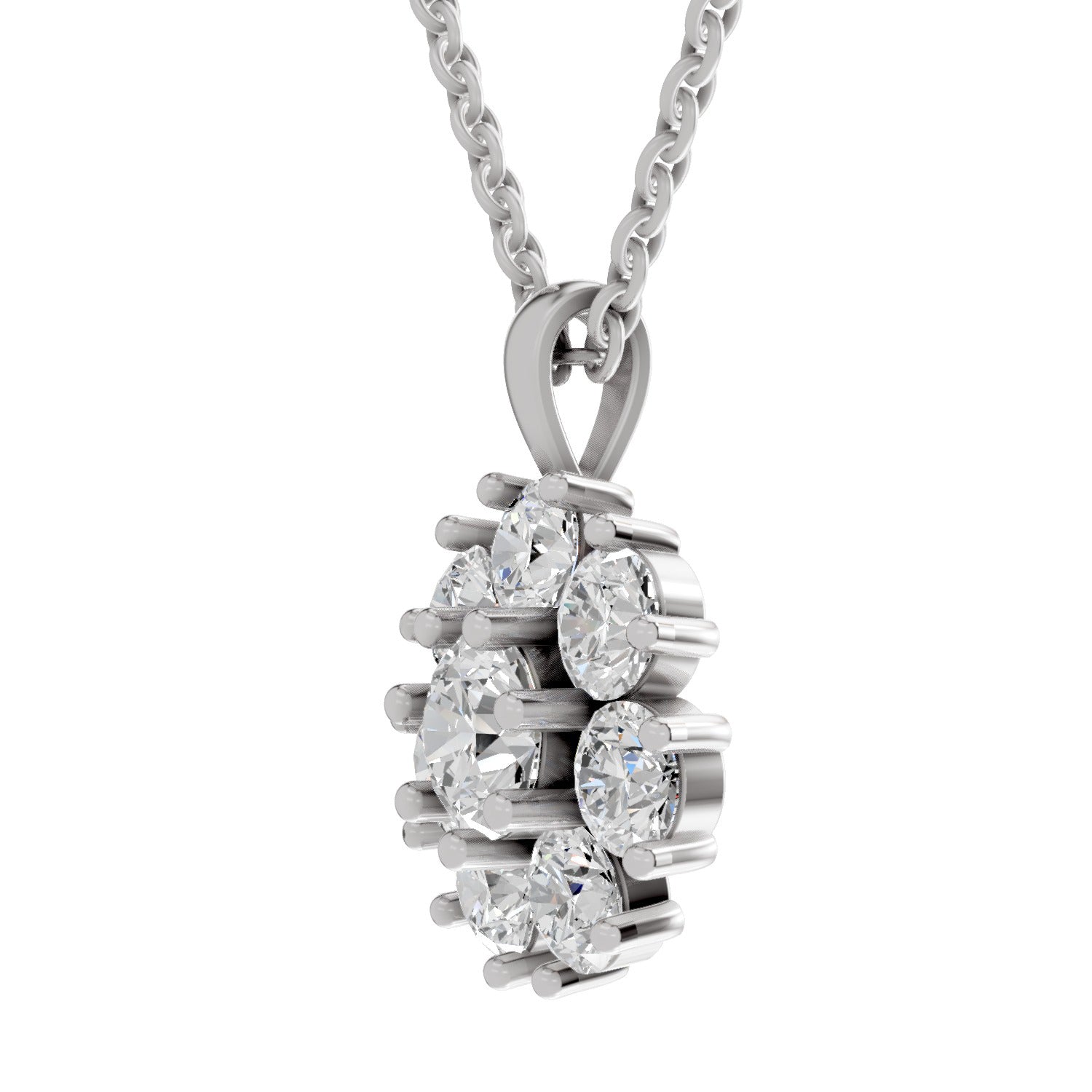 3.24 Ct Round Shape Floral Diamond Pendant  | 14K White Gold