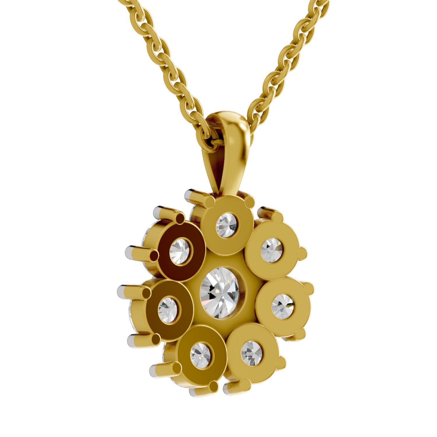 3.24 Ct Round Shape Floral Diamond Pendant  | 14K Yellow Gold