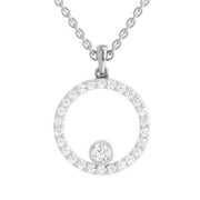 1 ct Circle Shape Round Shape Diamond Pendant | 14K White Gold