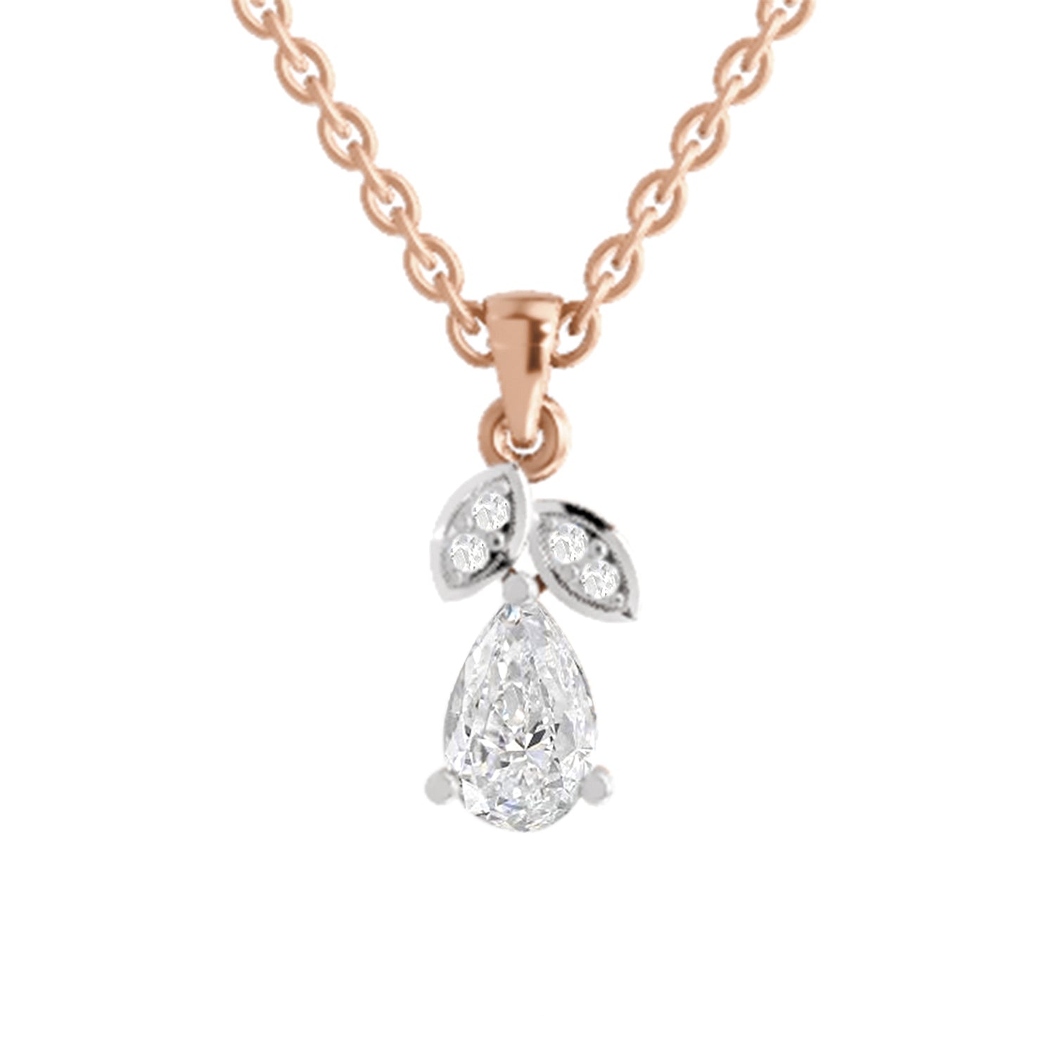 0.84 ct Pear Shape Solitaire Diamond Pendant | 14K Rose Gold