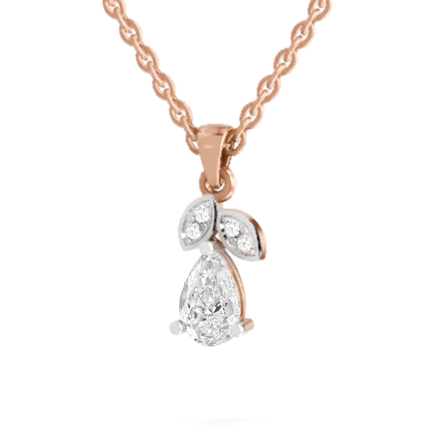0.84 ct Pear Shape Solitaire Diamond Pendant | 14K Rose Gold